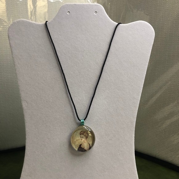 Vintage Style Lady Photo Necklace, Handmade, Pendant on a Rope 30” - Picture 1 of 5